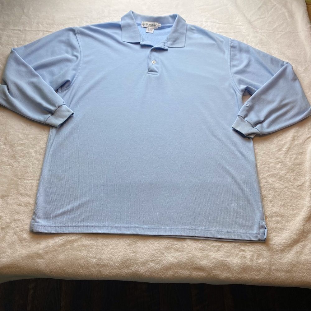 Coolibar  Light Blue Long Sleeve Polo Shirt Size XL